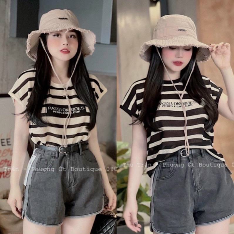 Áo len lưới kẻ ngang tay hến
