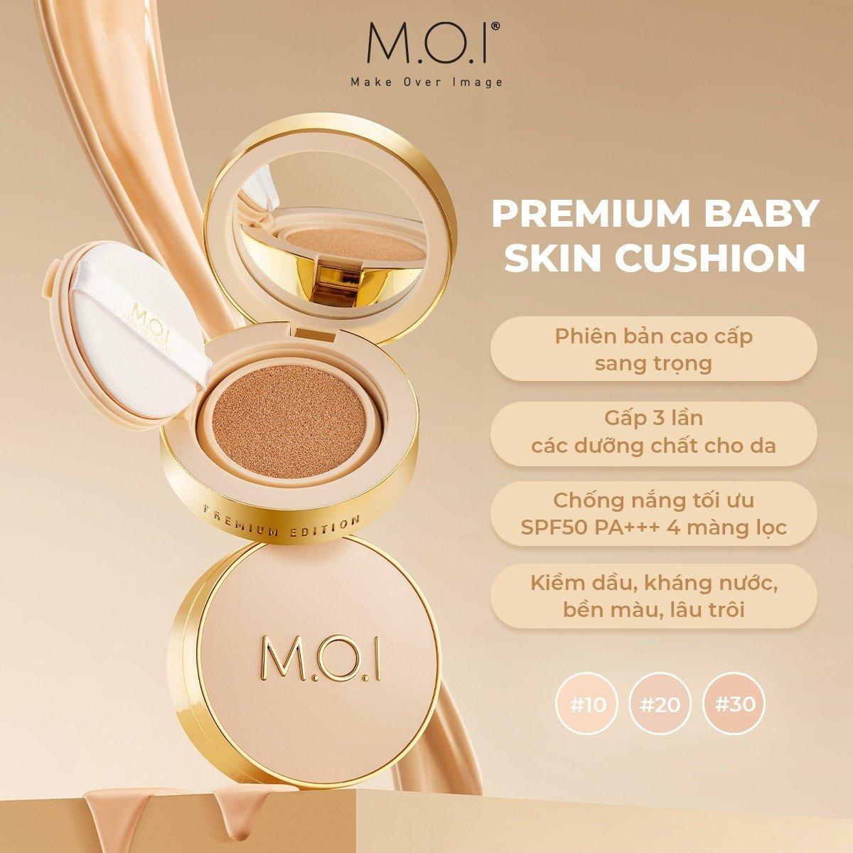 Combo Phấn nước Premium Baby Cushion và Phấn phủ M.O.I (tùy chọn màu)