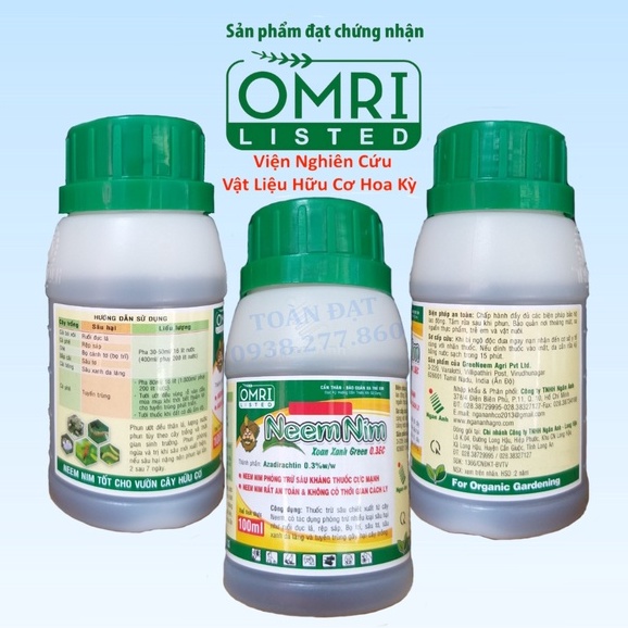 Dầu Neem Hữu Cơ Phòng Trừ Các Loại Sâu Rệp (NeemNim 100ml)