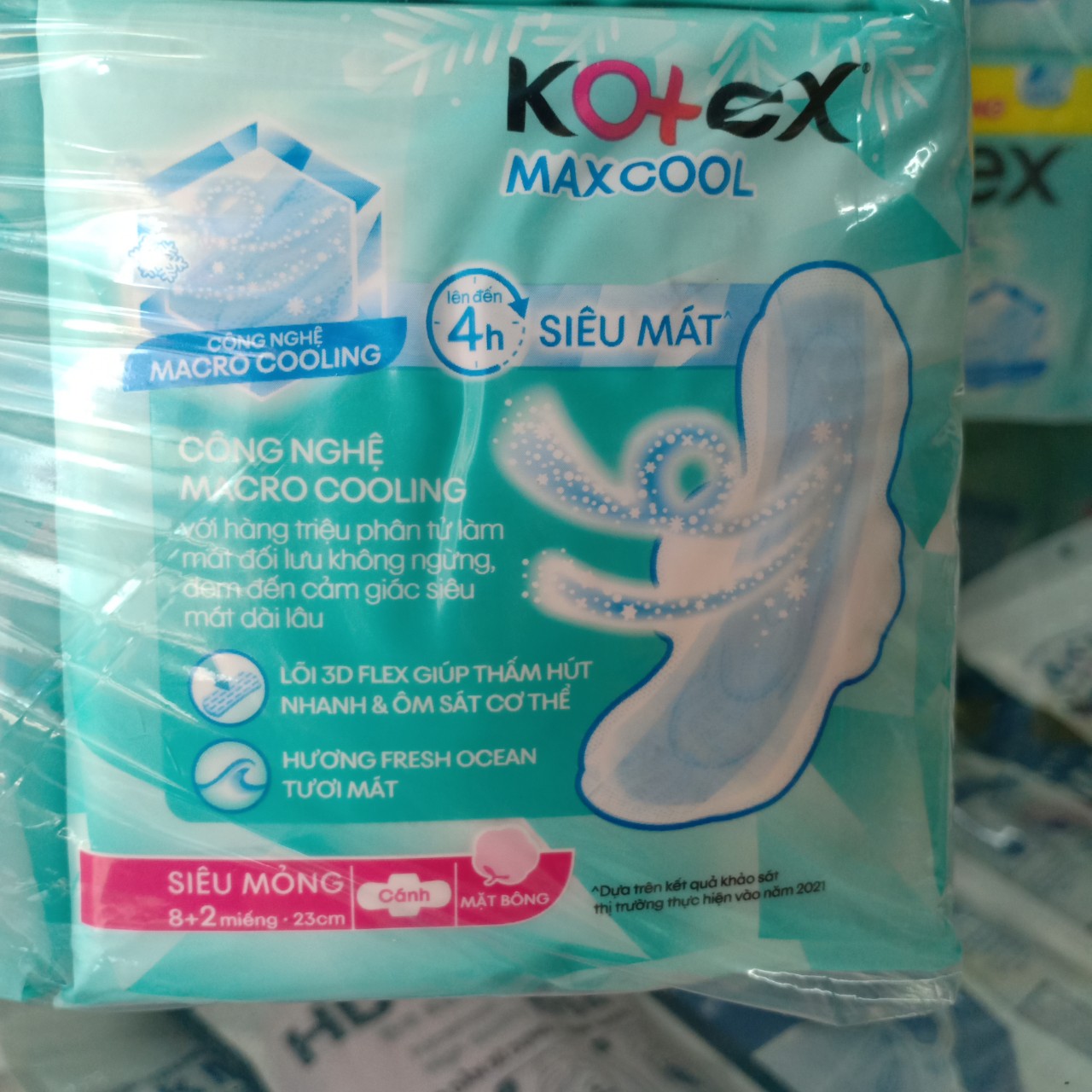 Băng vệ sinh Kotex Max Cool Spa 28cm Cánh 14 miếng/gói dài hơn 1.2 lần