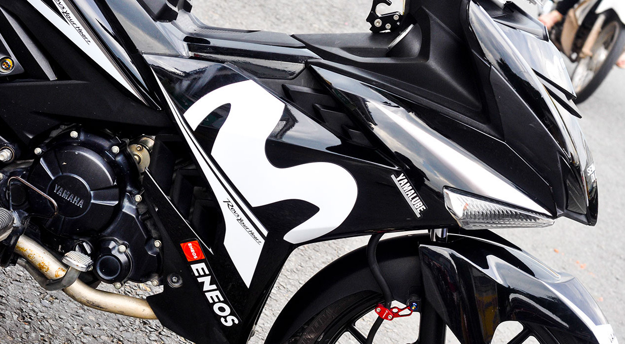 Tem trùm xe exciter 150 đen movistar độ đẹp - Tem trùm xe máy exciter 150 đen thiết kế theo yêu cầu - tem trùm xe exciter 150 đẹp, rẻ chất