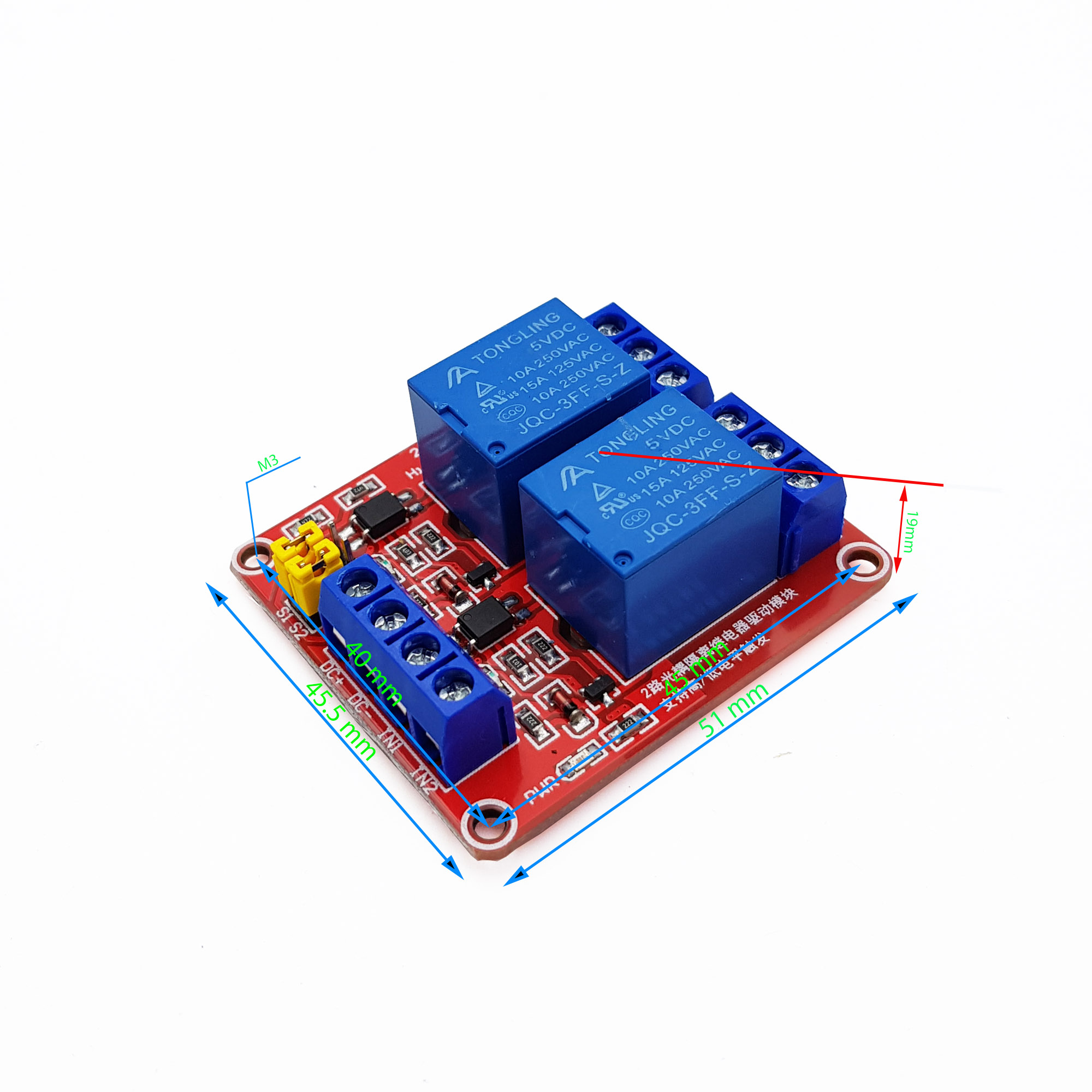 Module 2 Relay Với Opto Cách Ly Kích H/L (5VDC)