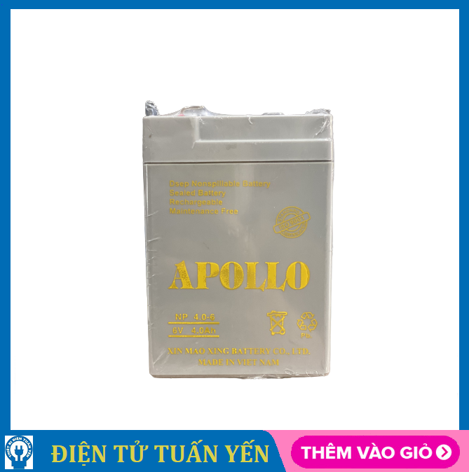 Bình ắc quy khô Apollo 6V 4Ah dùng cho đèn sạc, quạt sạc, xe điện - Hàng chính hãng