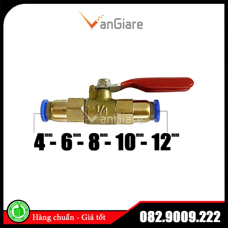 Van khóa 2 đầu ống phun sương, van bi kèm 2 đầu nối nhanh cho ống 4mm 6mm 8mm 10mm 12mm - Van khóa nối ống phun sương PCF