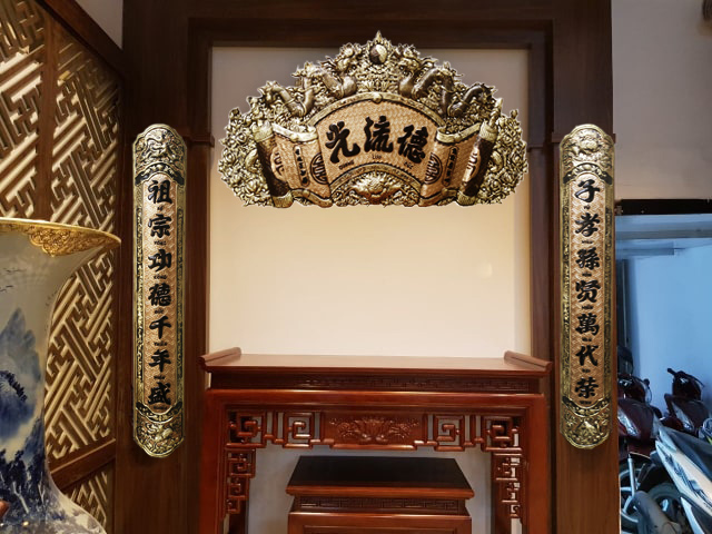 [Trả góp 0%] Bộ cuốn thư câu đối giả cổ bằng đồng thau phong thủy Hồng Thắng