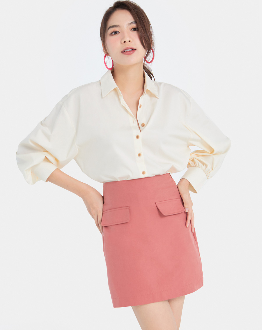 Áo Sơ Mi Nữ Thời Trang JUNO Tay Phồng JNASM013