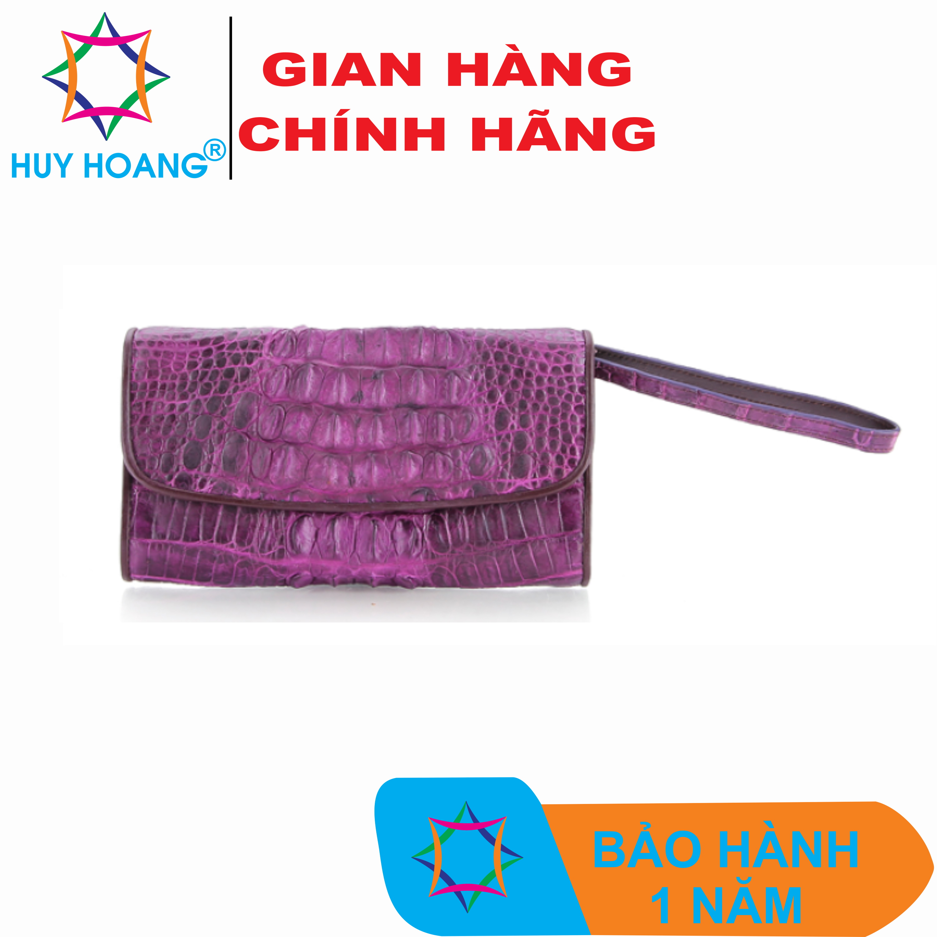 Ví nữ da cá sấu 3 gấp gai màu tím TH3289