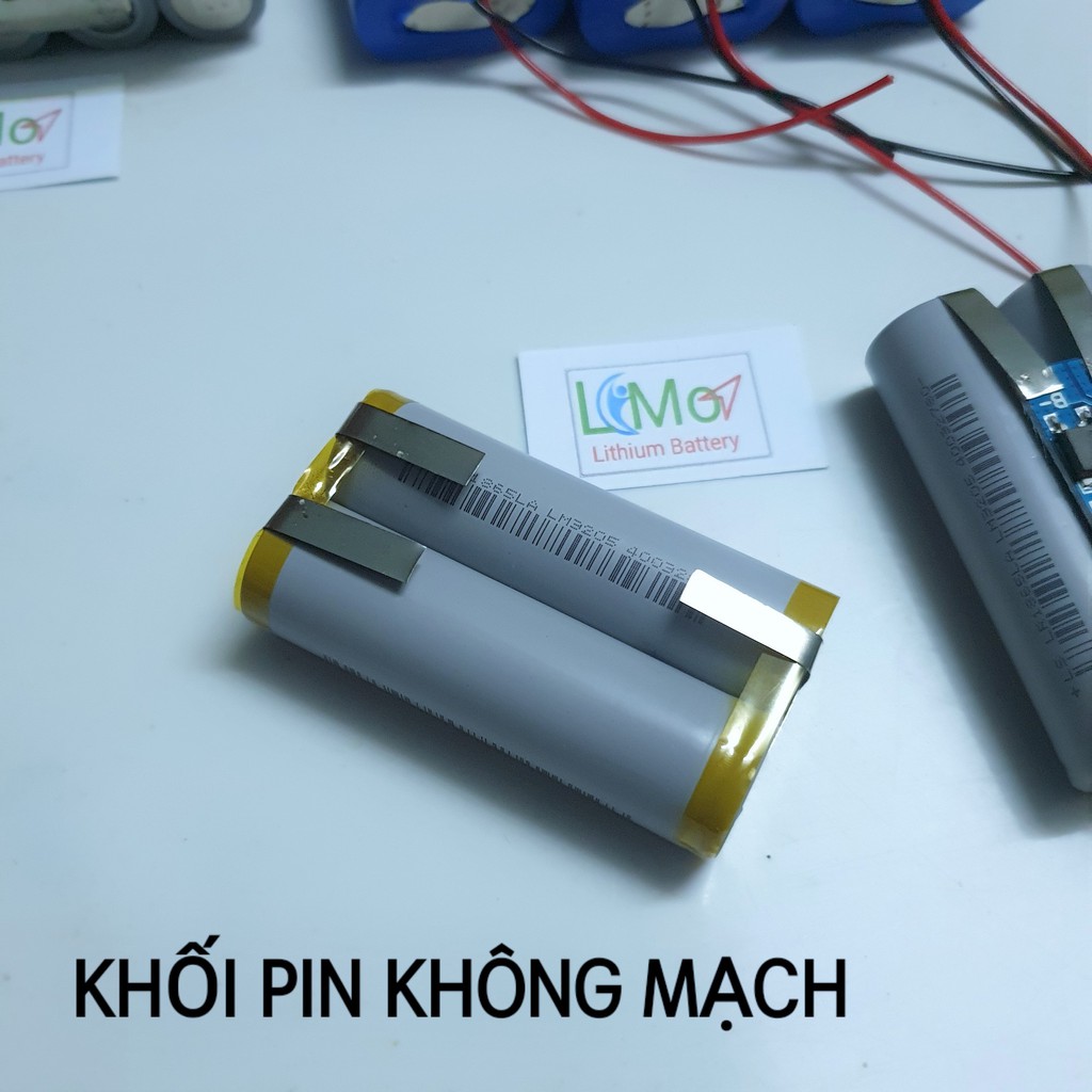 Khối pin 2s 2000mah. . được đóng từ 2 cell pin lishen 18650 mới + mạch bảo vệ 2s 12a - limo
