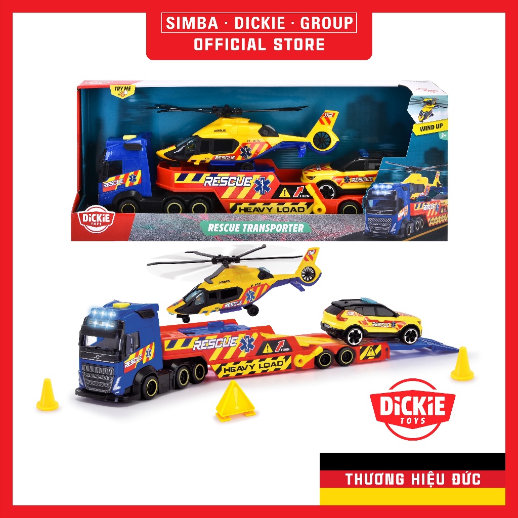 Bộ đồ chơi xe tải cứu hộ dickie toys rescue transporter 203717005- simba toys vietnam