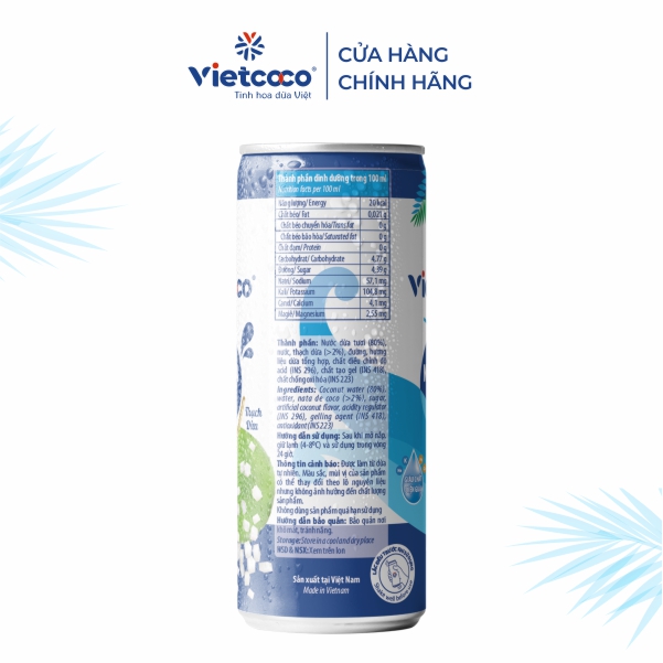 Combo 2 lon nước dừa tươi Vietcoco 240ml có cơm