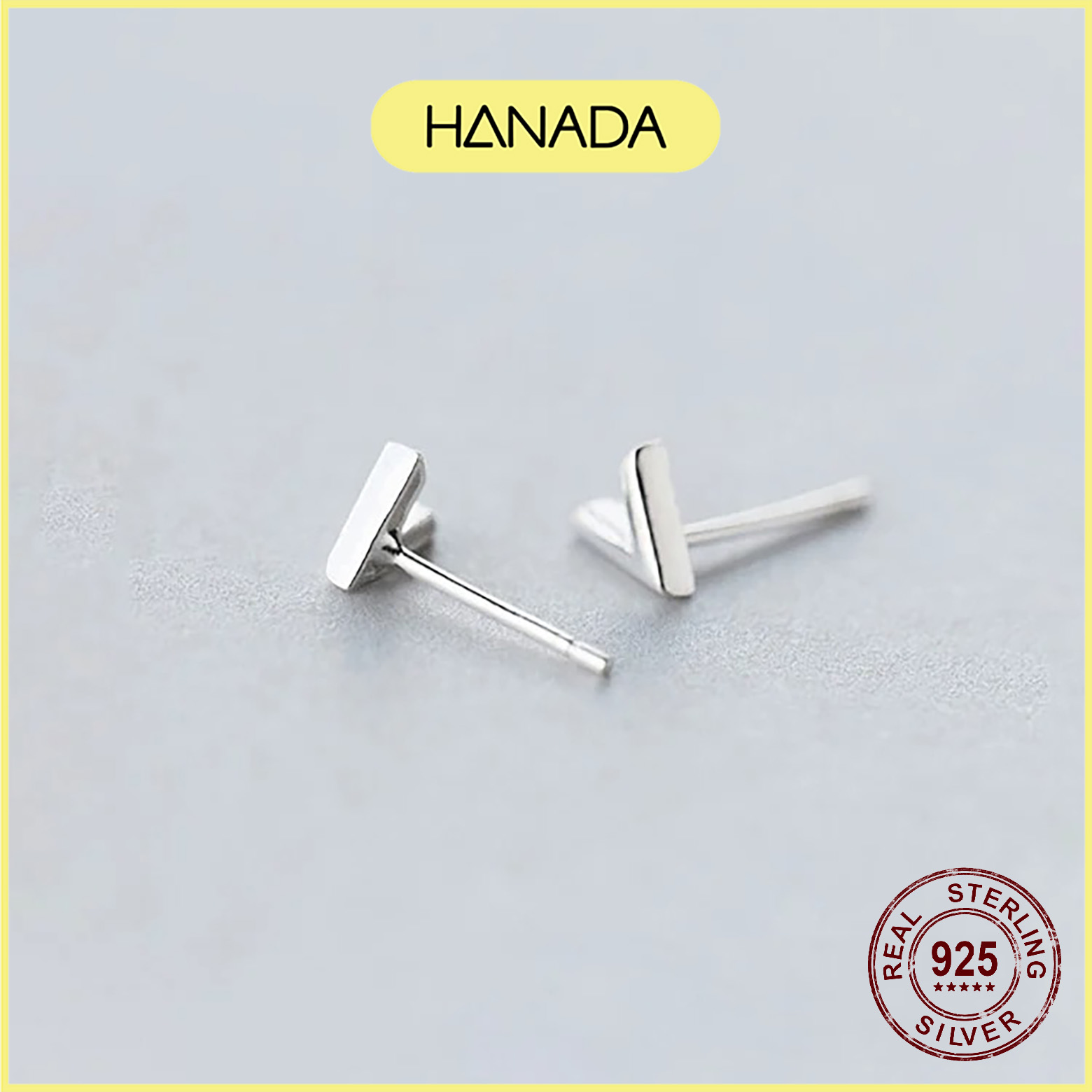 [HCM] Bông Tai Bạc 925 Hanada Chữ V 0463