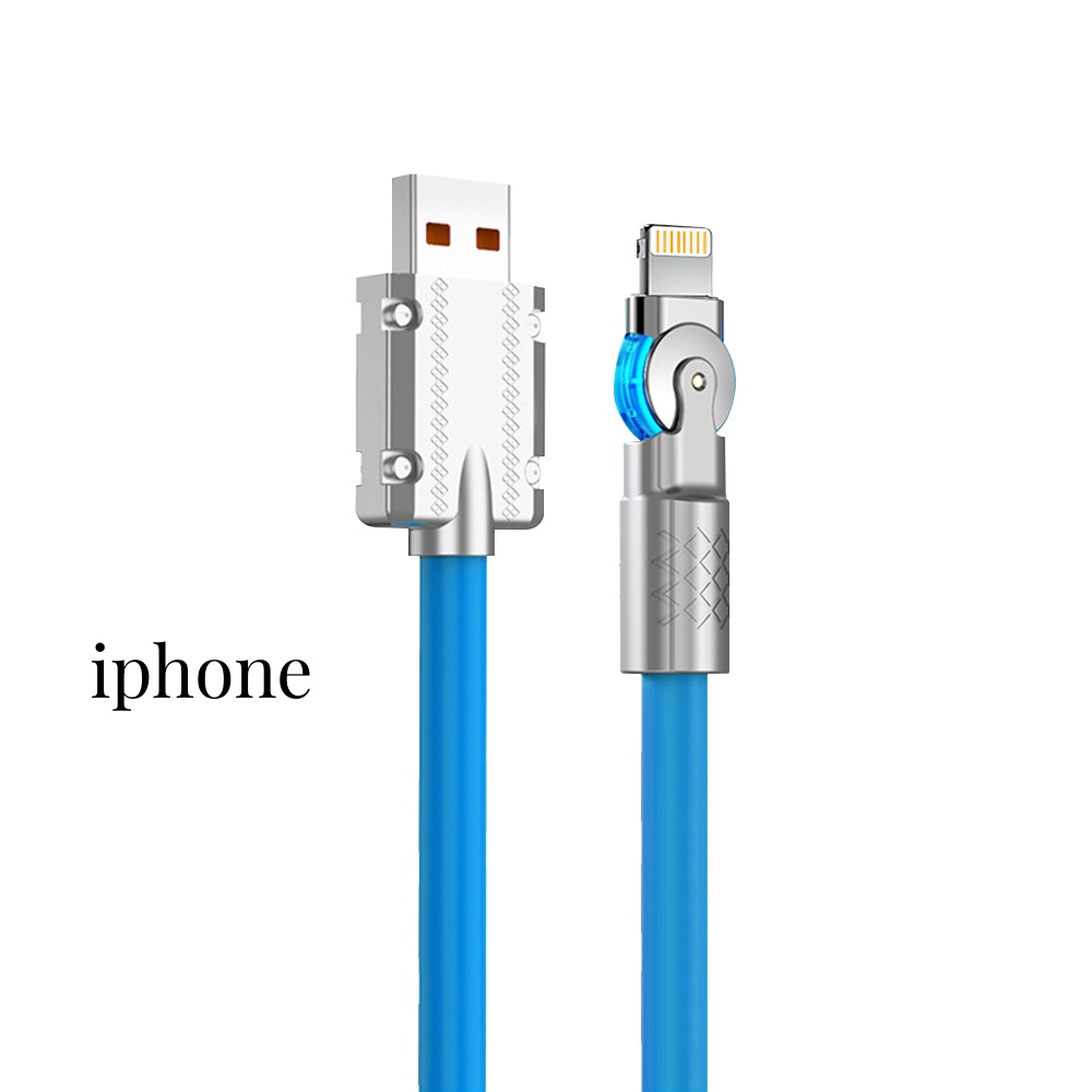 Dây cáp sạc nhanh 120w 6a xoay 180 độ,dây cáp sạc type c,dài 1m 2m bằng silicone dành cho điện thoại/iphone/android