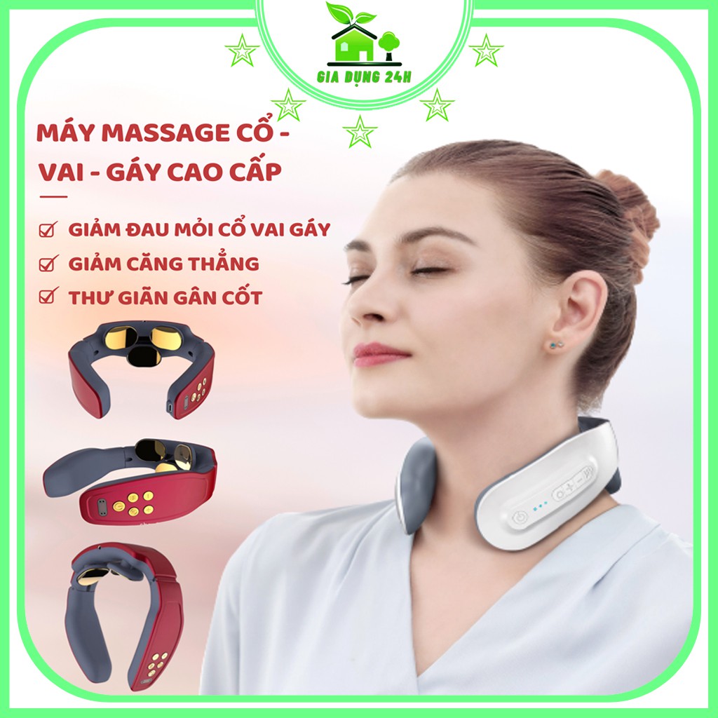 Máy massage cổ vai gáy [LOẠI 1] cao cấp thư giãn gân cốt, giảm đau mỏi cơ, giảm đau đầu bảo hành 12 tháng Mới