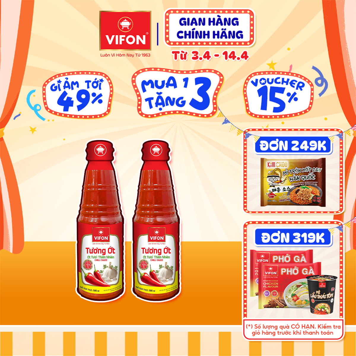 [VOUCHER 15%] Combo 2 Chai Tương ớt VIFON 500ml/ chai