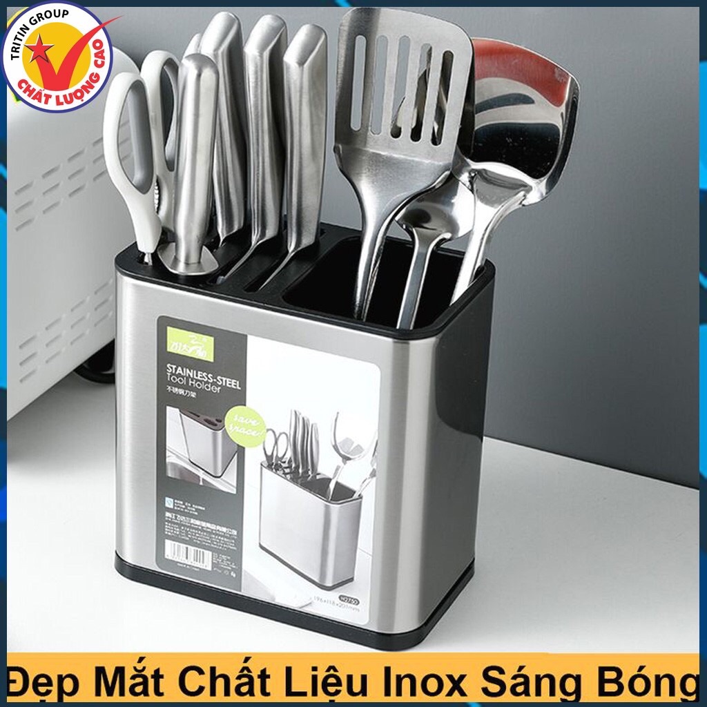 Giá cài dao kéo đũa thìa để bàn inox cao cấp, Ống cắm dao đũa đặt bàn
