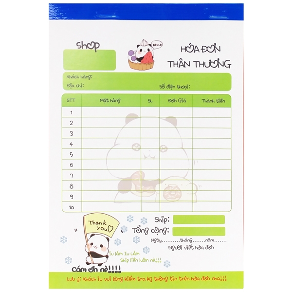 Hoá đơn 1 liên hình 50 tờ (HÌnh ngẫu nhiên)
