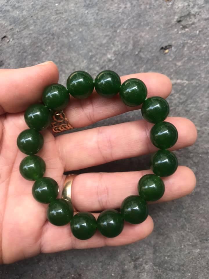 VÒNG TAY Ngọc Cẩm thạch Thiên nhiên Myanmar Xanh Lý  12LY