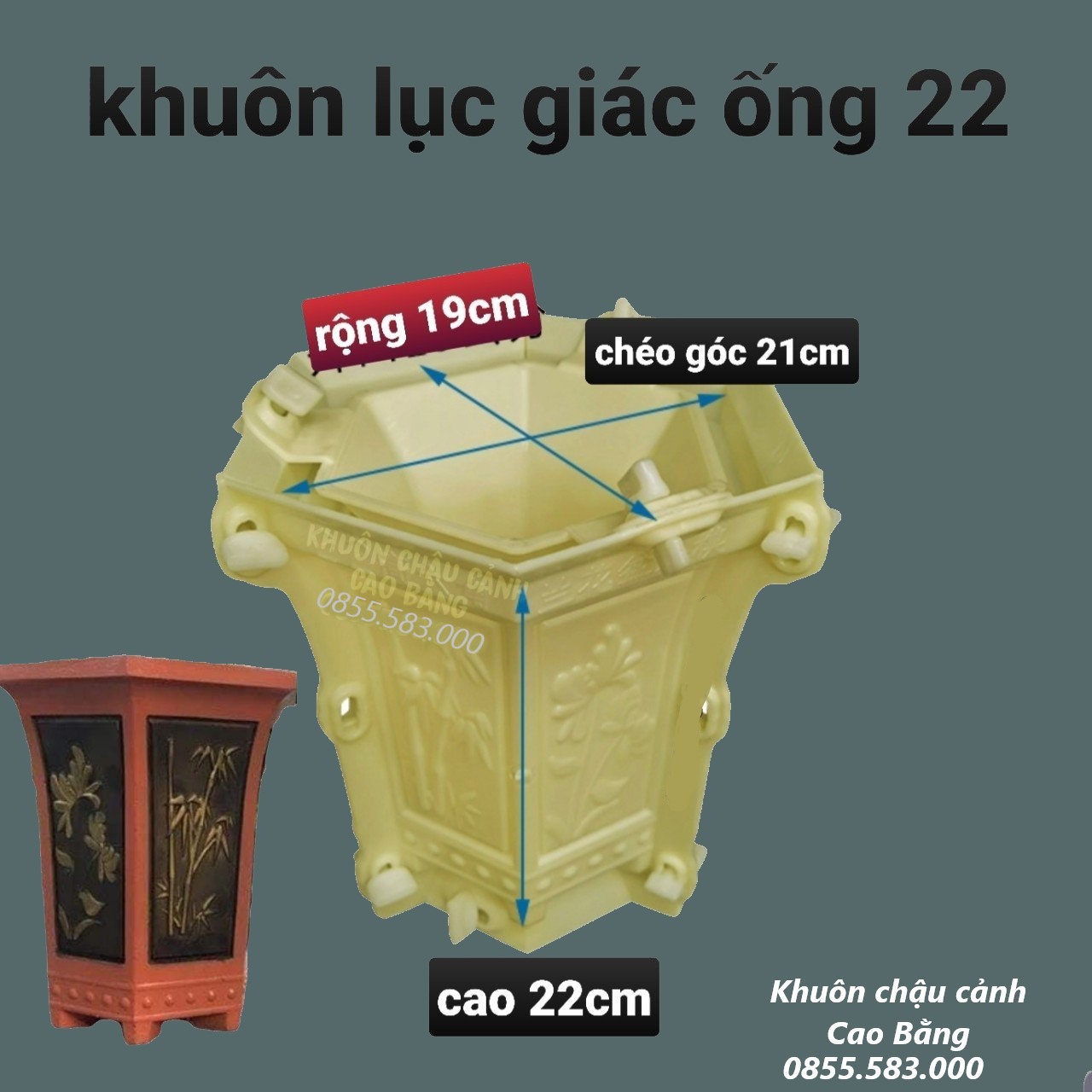 khuôn đúc chậu cảnh lục giác ống 22 (khuôn chậu ABS có lòng trong)
