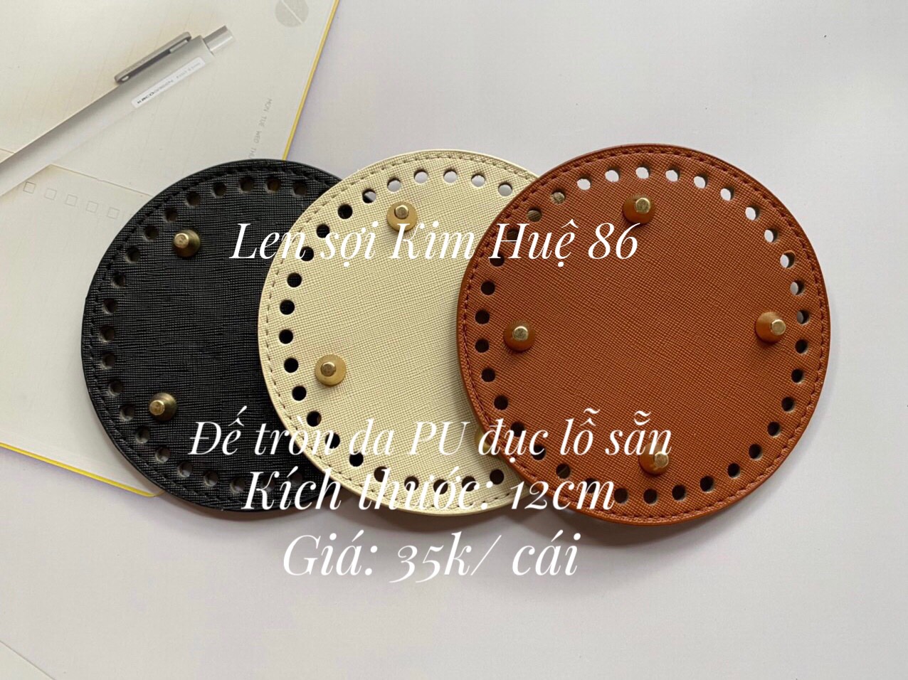 Đế tròn da PU có đục lỗ sẵn