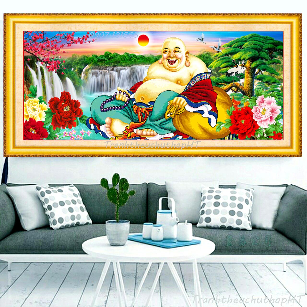 Tranh đính đá phật di lặc 120*50cm - tự đính