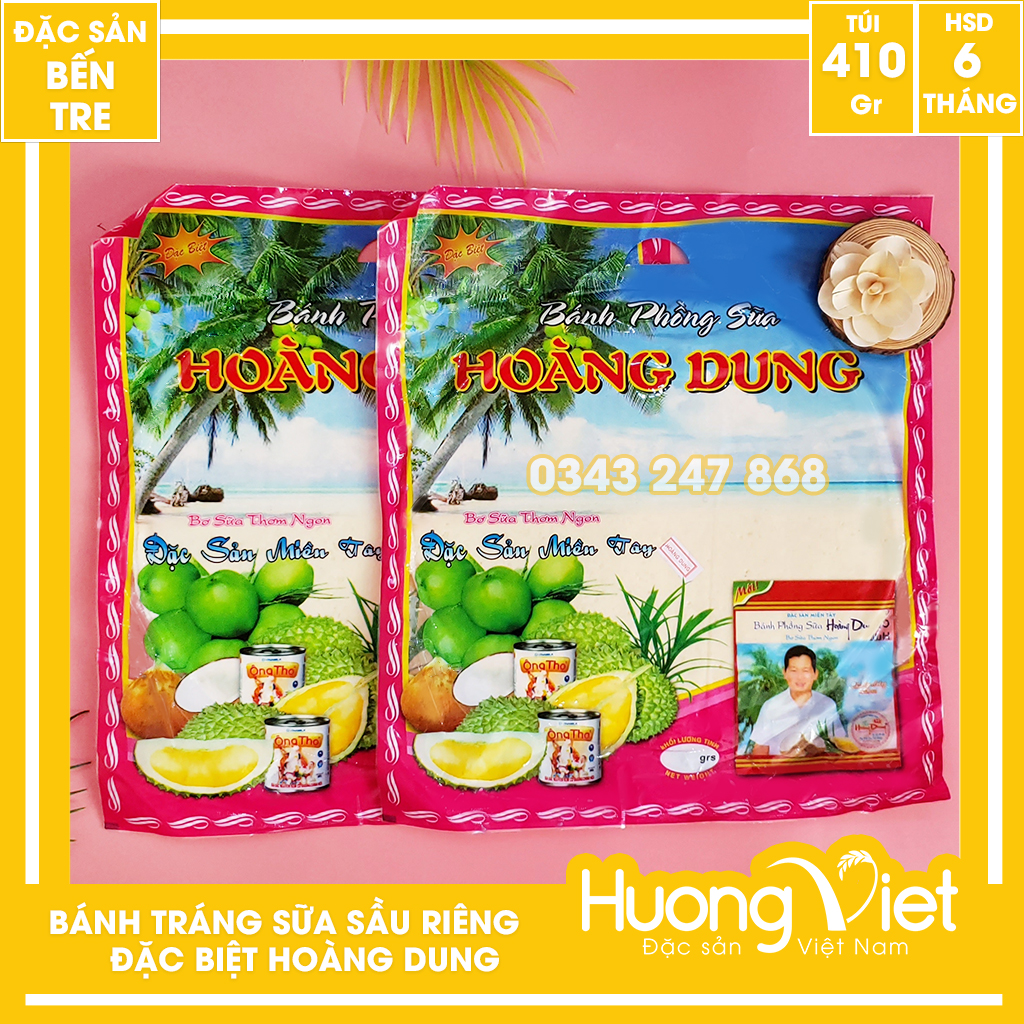 Bánh tráng sữa Sầu Riêng đặc biệt Hoàng Dung loại lớn 10 bánh bánh tráng sữa ăn liền đặc sản Tiền Giang