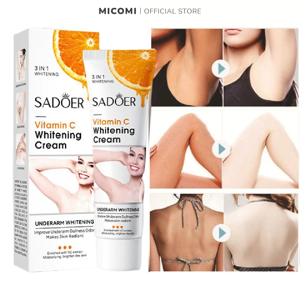 Kem Dưỡng Trắng Da Mờ Thâm Nách, Mông, Đầu Gối, Khuỷu Tay Vitamin C Whitening SADOER 50G Mờ Đốm Thâm Dưỡng Ẩm MICOMI Cosmetics