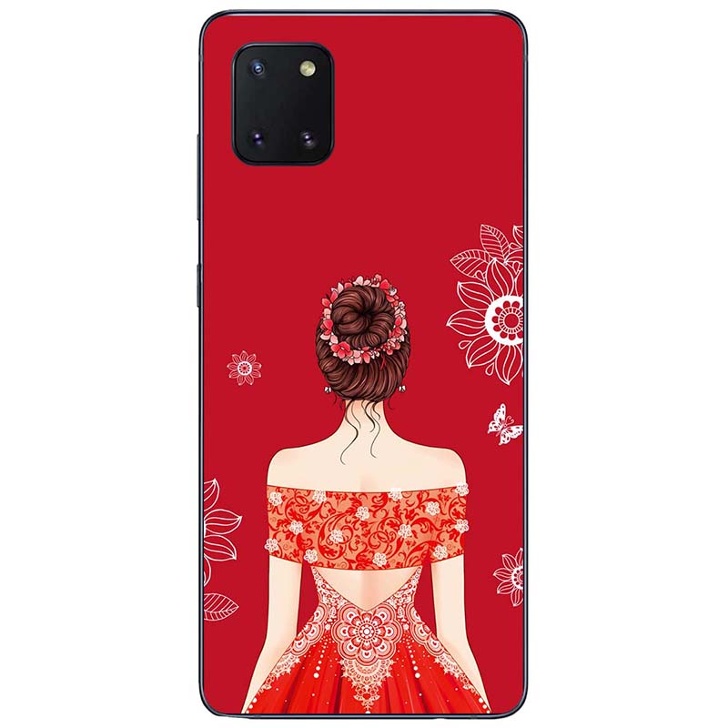 Ốp lưng dành cho Samsung Galaxy Note 10, Note 10 Plus, Note 10 Lite, Note 20, Note 20 Ultra mẫu Cô gái váy đỏ áo ngang vai