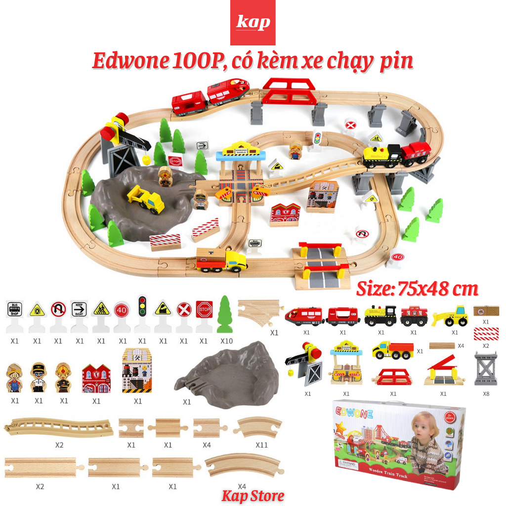 [HCM] CÁC BỘ ĐỒ CHƠI LẮP RÁP ĐƯỜNG RAY XE LỬA GỖ EDWONE,