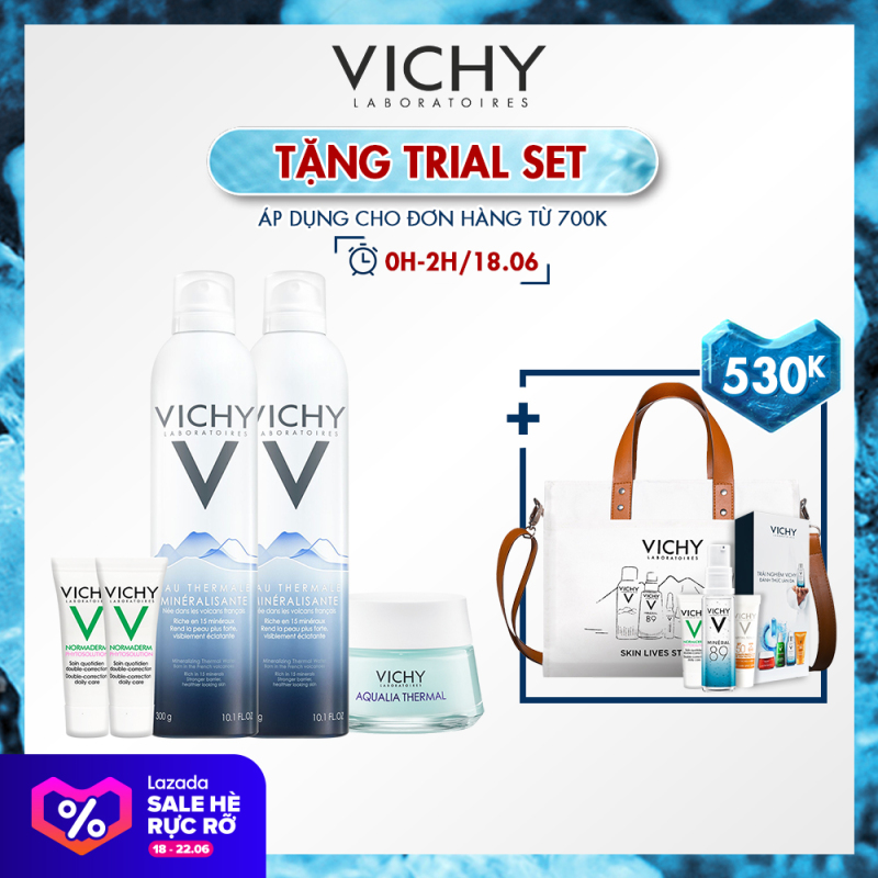 Bộ đôi xịt khoáng dưỡng da Vichy Mineralizing Thermal Water 300ml giá rẻ