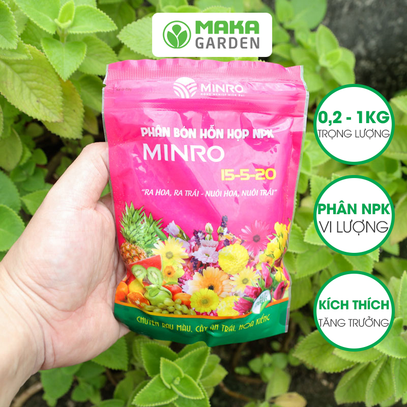 Phân bón hỗn hợp NPK Minro 15-5-20 (200gr – 1kg)