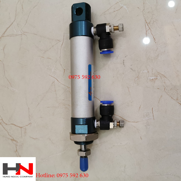 xi lanh khí nén tròn 20*100 và van tiết lưu ống 6 hoặc 8