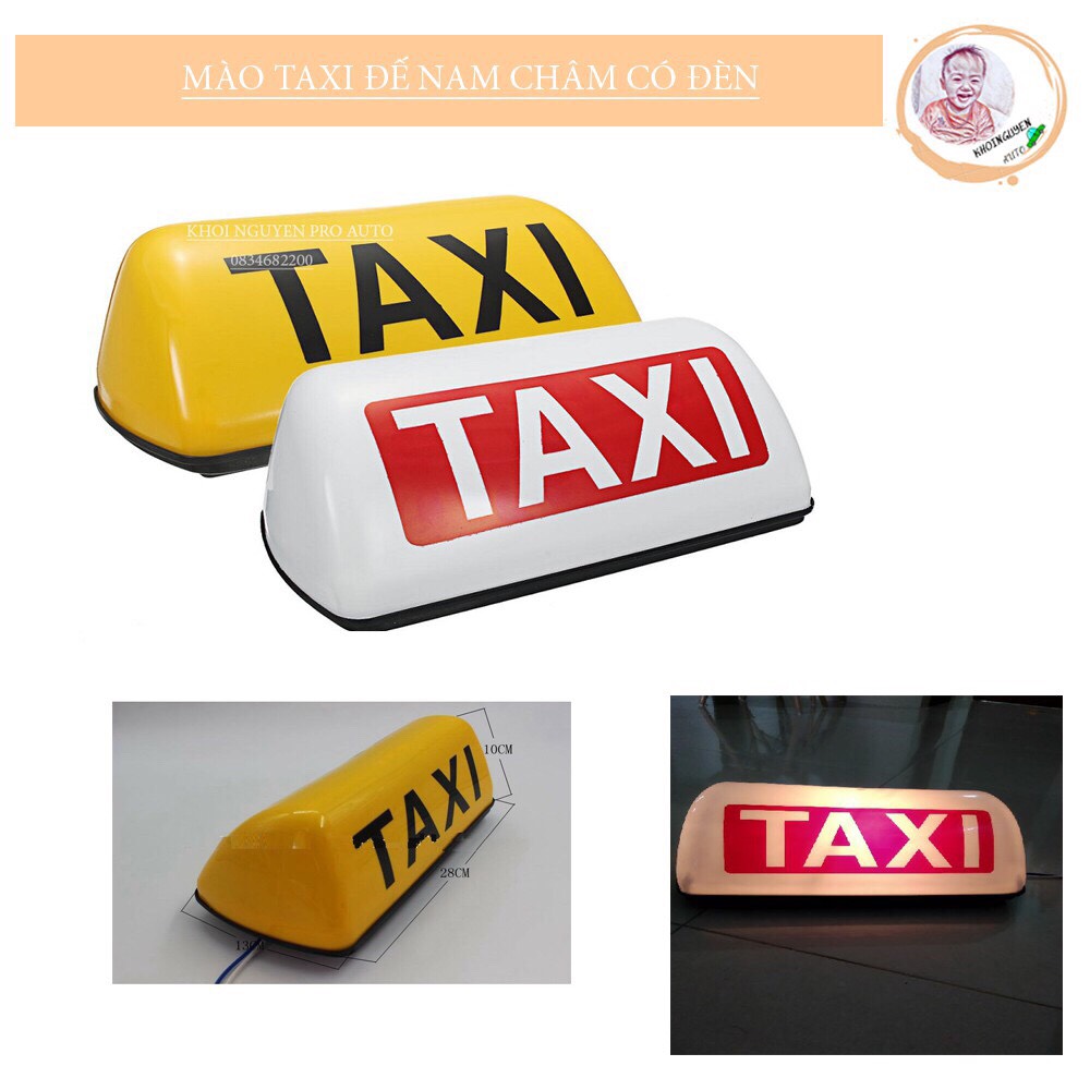 Mào taxi vàng - có đèn - đế nam châm cỡ 28cm