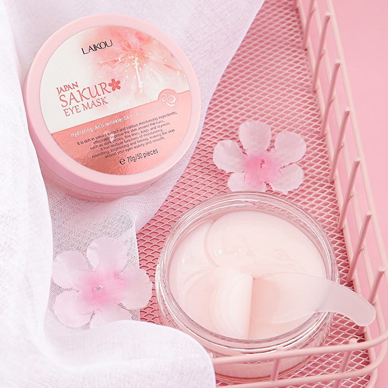 [HCM]Mặt Nạ Mắt Laikou Chiết Xuất Hoa Anh Đào Dưỡng Ẩm Xóa Quầng Thâm Chống Lão Hóa Và Nếp Nhăn 70g