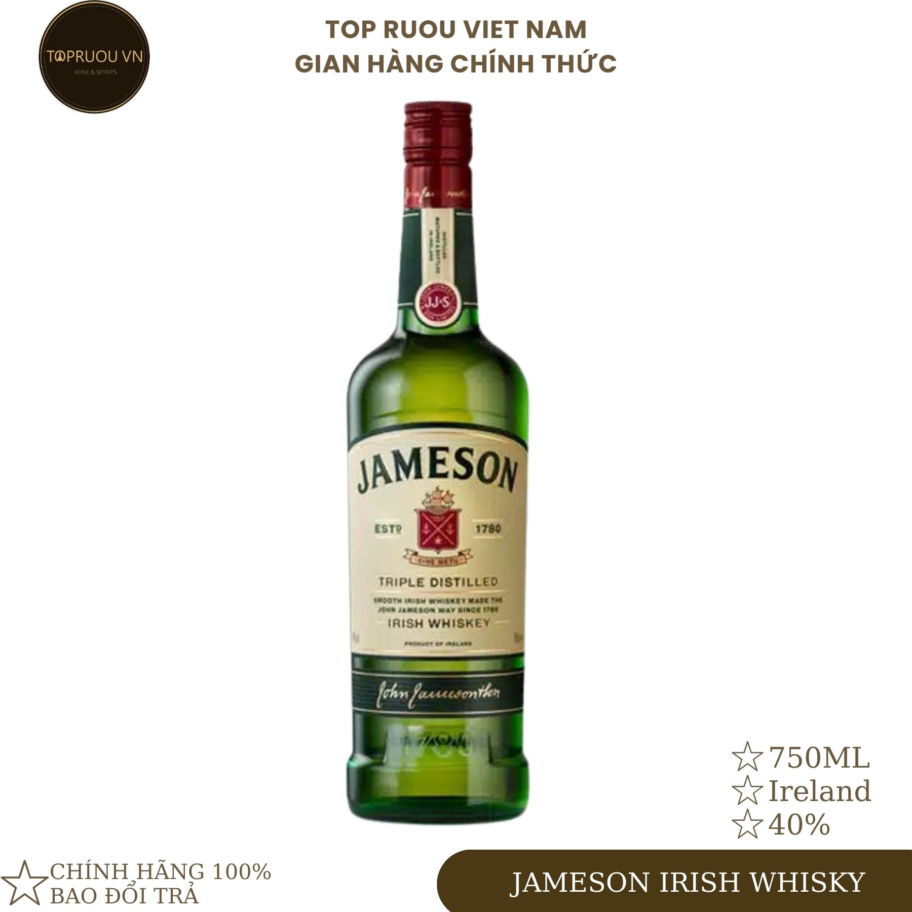 [Top Rượu VN] JAMESON IRISH WHISKEY - 700ML [Chính Hãng]