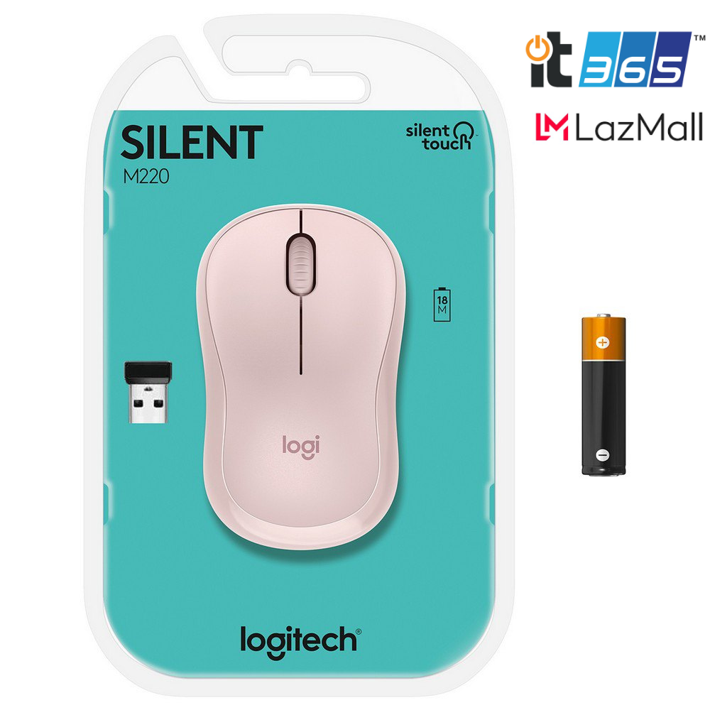 [TopSeller2022] Chuột không dây Logitech Silent M220 Không Tiếng Ồn Màu Đen,Hồng