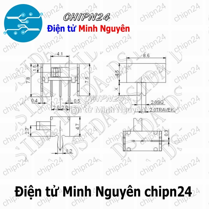 [5 cái] (K86) Công Tắc Gạt 2mm SK12D07 VG4 Cong (3 chân 2 vị trí) - HH003216