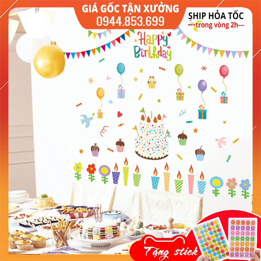 Decal dán tường chúc mừng sinh nhật cho bé XL8209