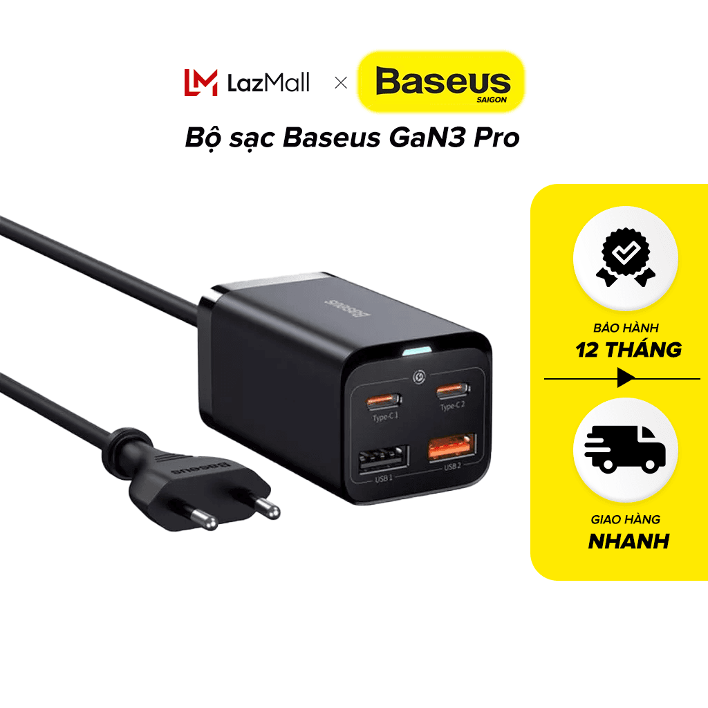 Bộ sạc baseus gan3 pro 100w desktop fast charger 2u+2c us