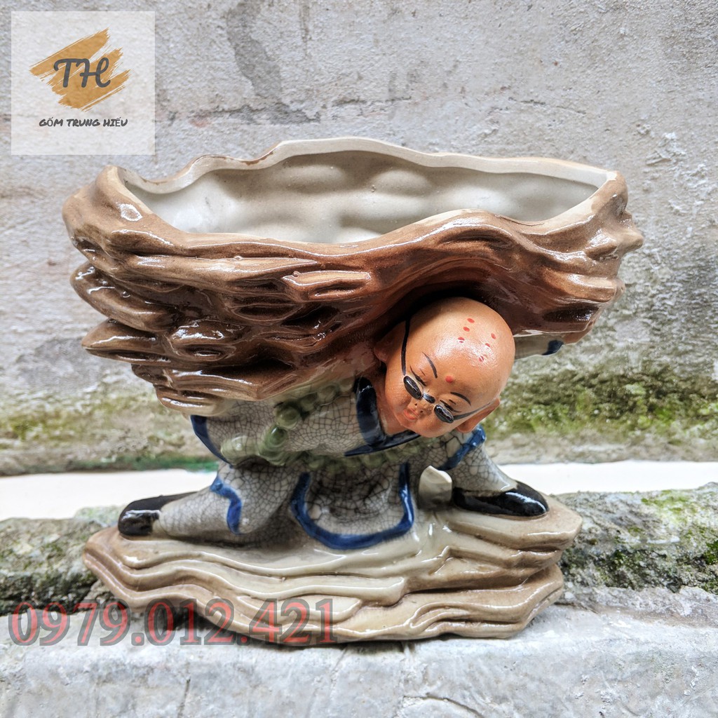Chậu tượng chú tiểu gốm Bát Tràng