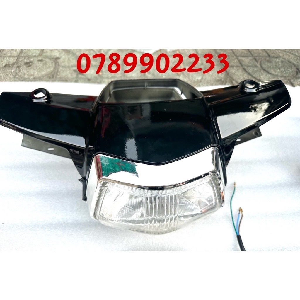 Full bộ đầu đèn + mặt nạ nhựa abs xe supper dream lồi màu đen
