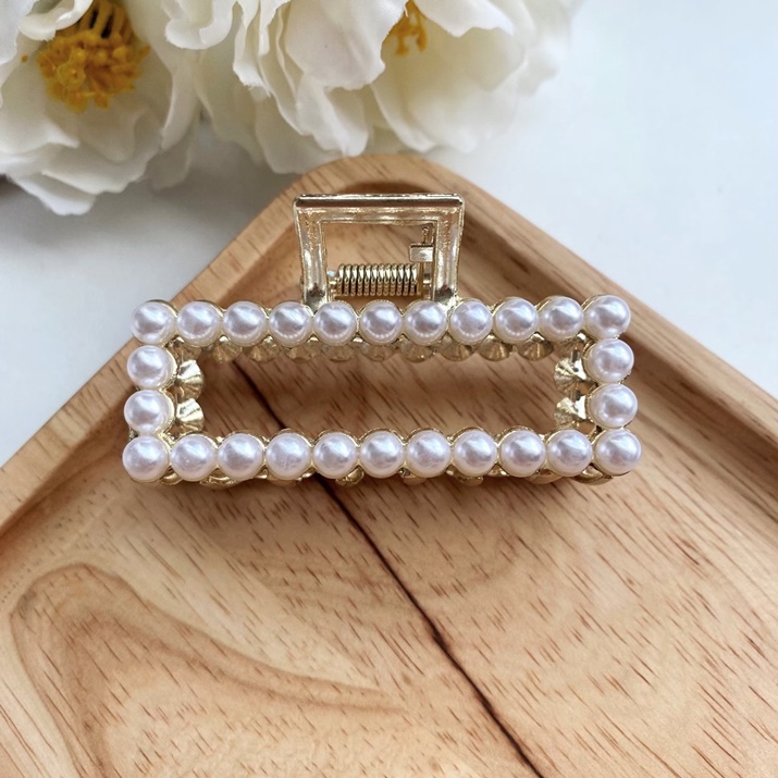 Kẹp tóc Square pearl-cubic Hàn Quốc
