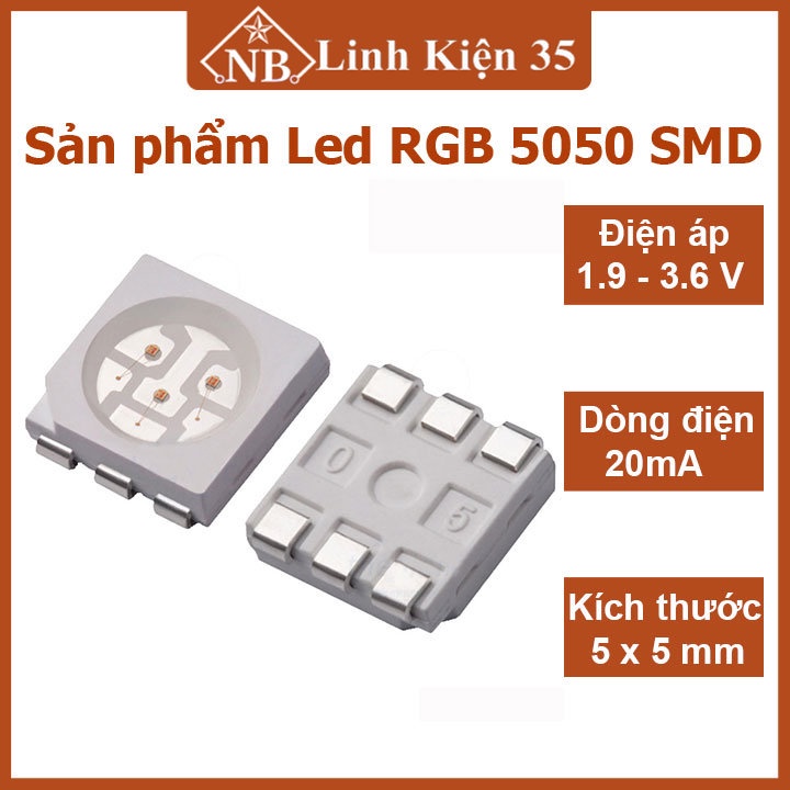 1 con led rgb 5050 smd 5x5mm siêu sáng, siêu thẩm mỹ