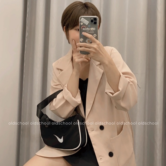 (Oldschoolcloth)ÁO BLAZER BE NHẠT 4 CÚC (ảnh thật/sẵn)