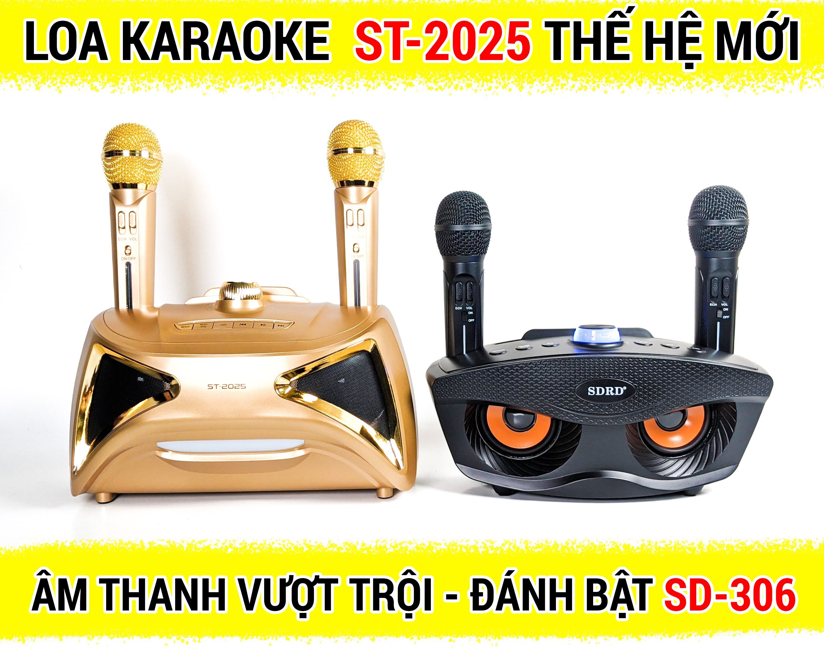 Loa hát karaoke bluetooth cao cấp, kèm 2 micro không dây, loa hát karaoke bluetooth mini có kèm mic sd-503 loa karaoke xách tay nhỏ gọn âm thanh hay.