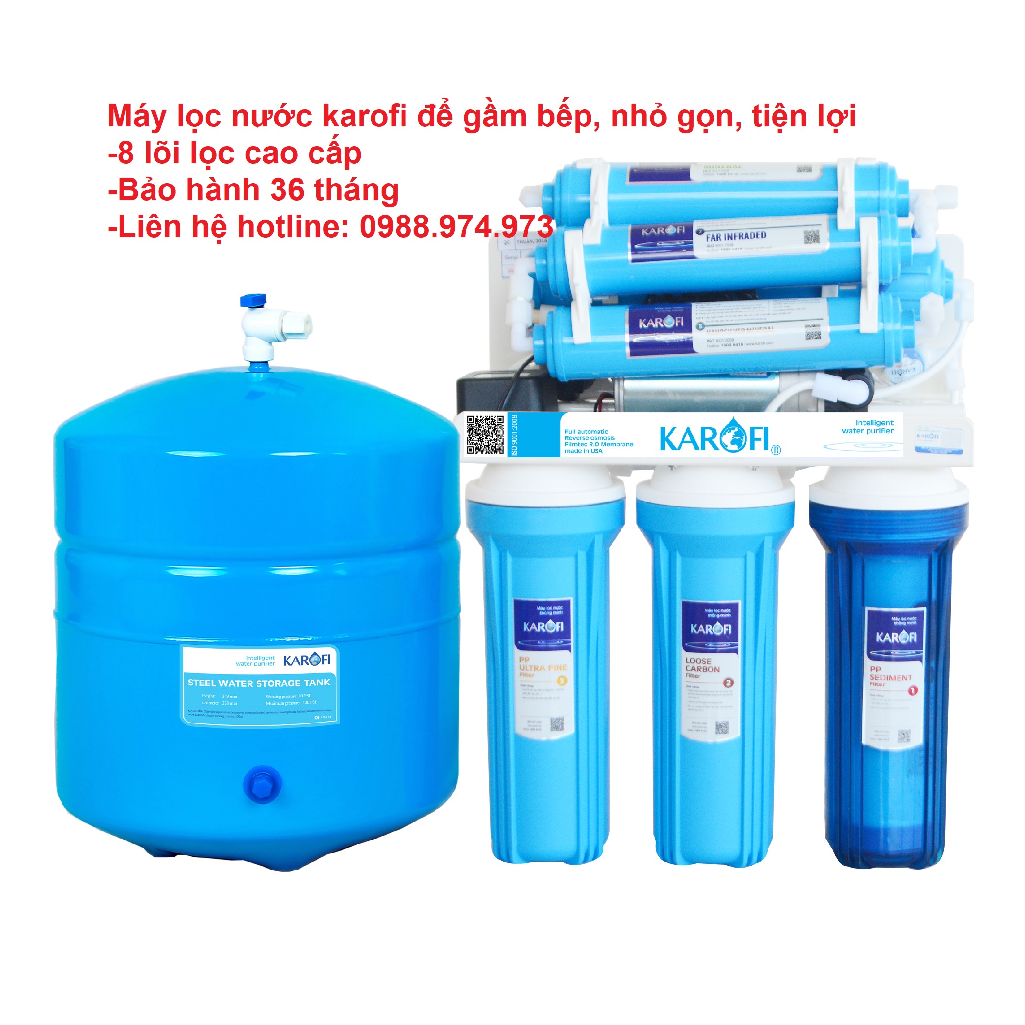 Máy lọc nước karofi dể gầm 8 lõi ERO 80