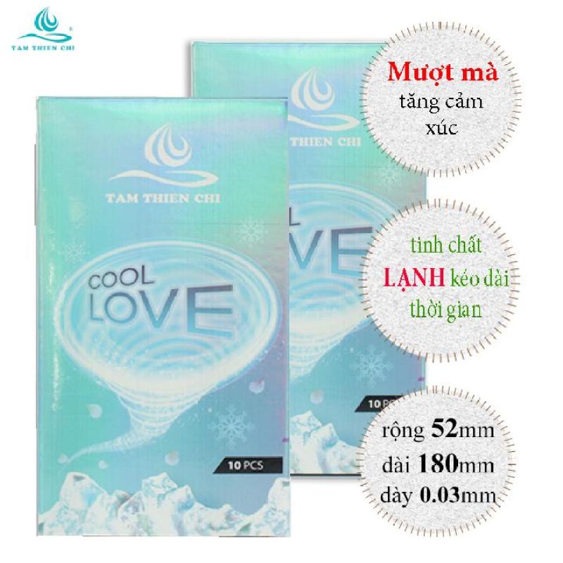 Bao cao su Tâm Thiện Chí TTC COOL LOVE mỏng trơn mát lạnh bộ 2 hộp x 10 cái