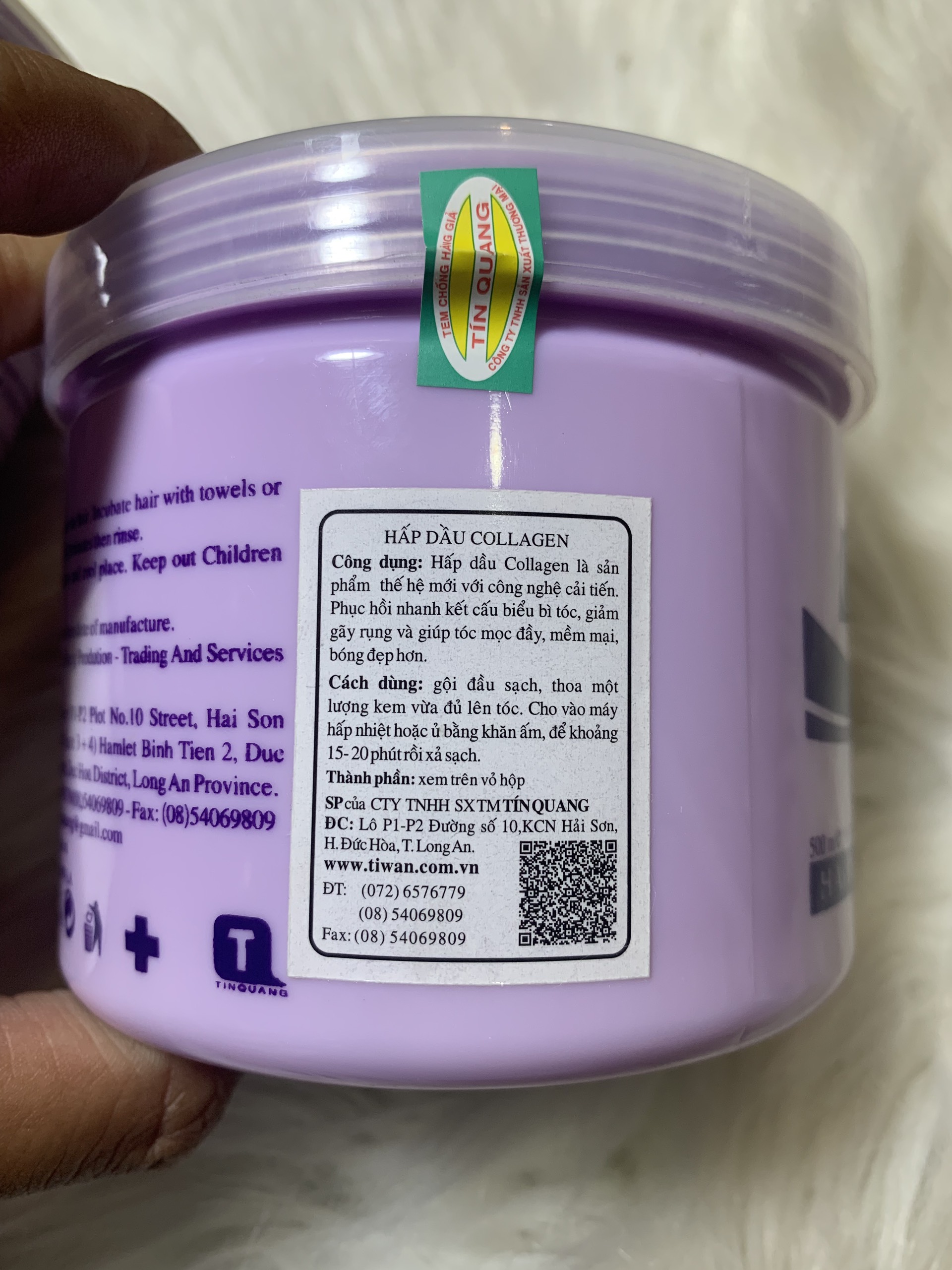 Hấp Dầu Collagen Tiwan Tím 500ml Siêu Mượt
