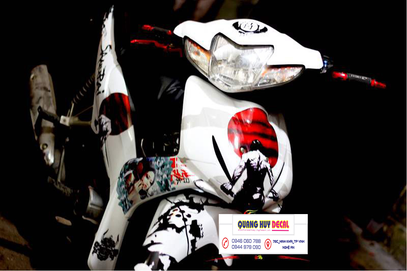 Tem trùm xe wave rsx samurai trắng đỏ đen - Độ dán team trùm decal xe máy wave rsx samurai trắng đỏ đen - Team trùm decal xe máy wave rẻ đẹp và chất