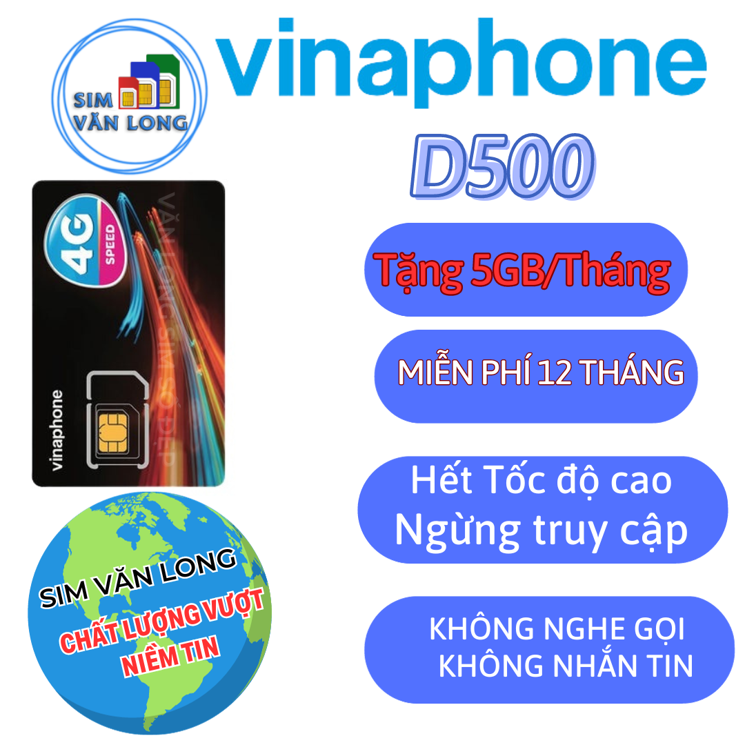 Sim 4g vinaphone d500 tặng 5.gb/tháng trọn gói 1 năm không tốn phí gia hạn,sim chưa kích hoạt