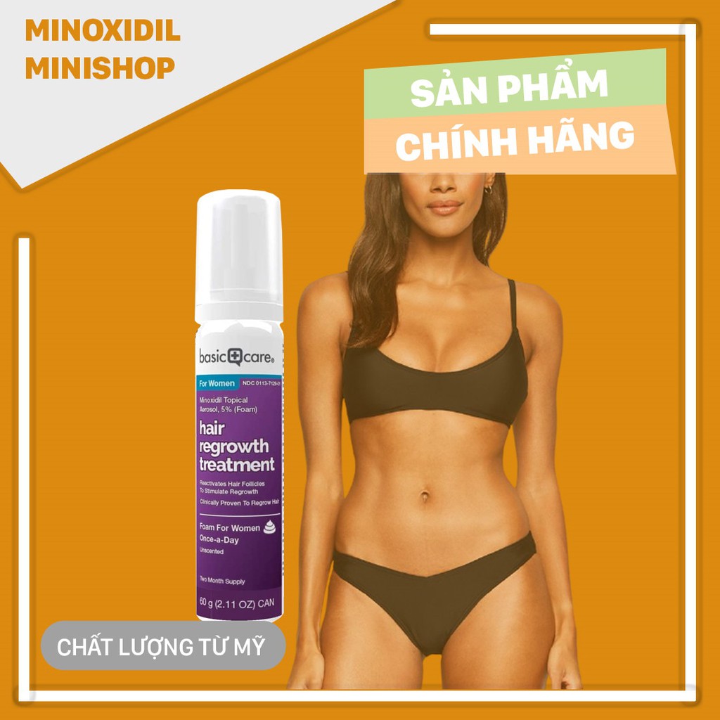 Dung Dịch Mọc Tóc - Mọc Lông Vùng Kín Nữ Minoxidil Basic Care 5% Dạng Bọt